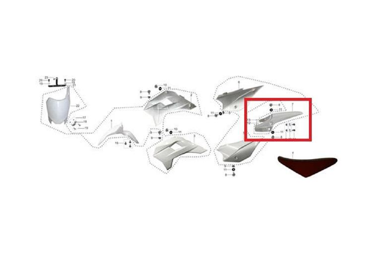 Kayo TT190R Arka Çamurluk Kuyruk Beyaz Orjinal