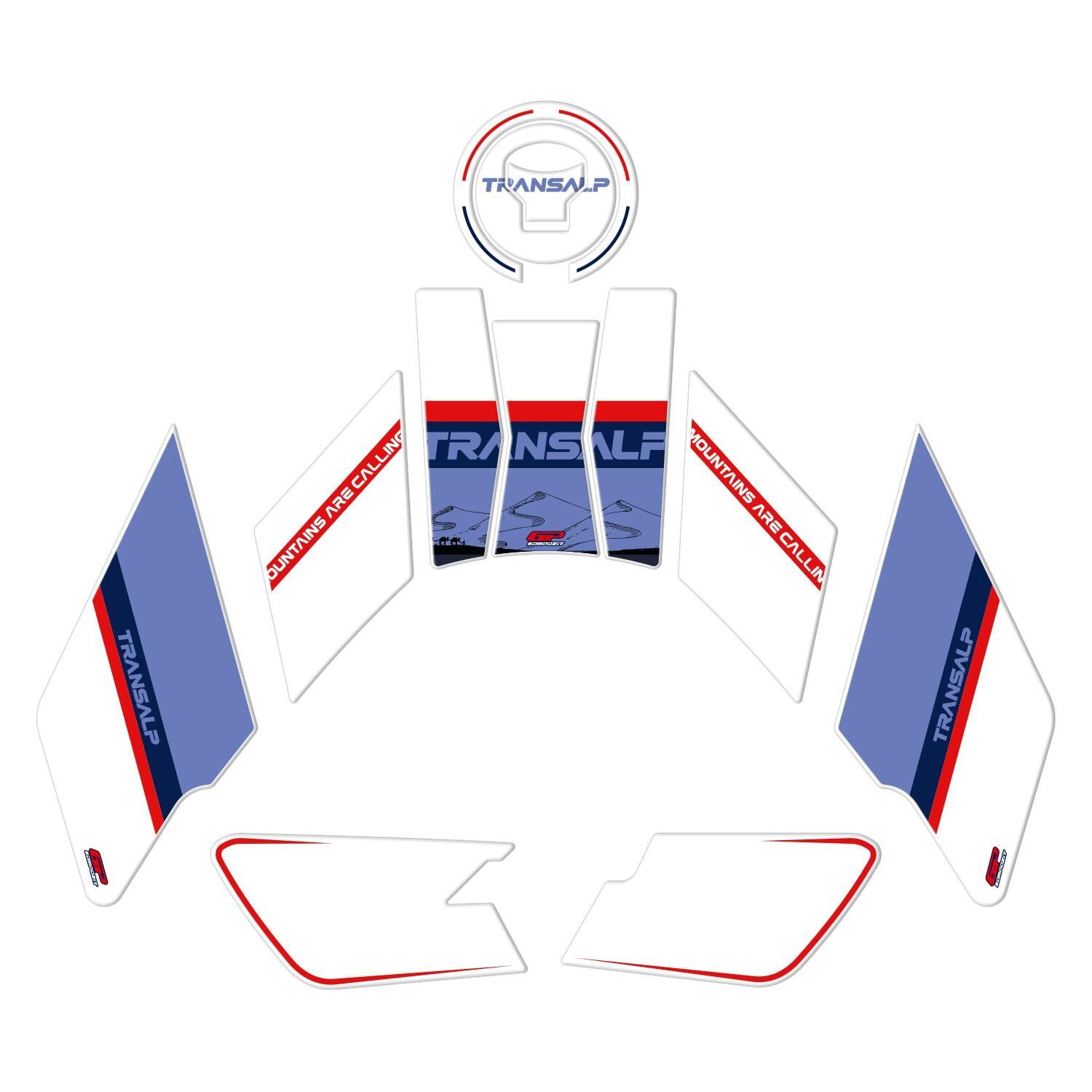 Honda XL750L Transalp 2023-2024 Uyumlu Tank Pad Beyaz GP Kompozit