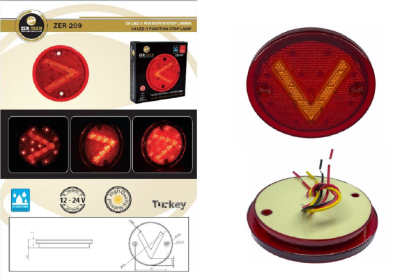 Motosiklet Stop Üniversal Oklu Yuvarlak Led Sinyal-Park Çap:10mm Prc