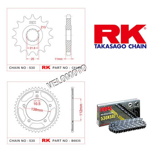 Yamaha R6 Zincir Dişli Seti Ön-arka 99-02 Rk