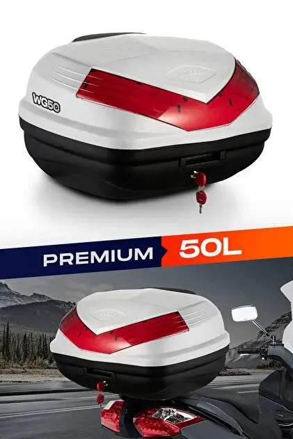 Motosiklet Arka Çanta 50 Litre Beyaz Premium