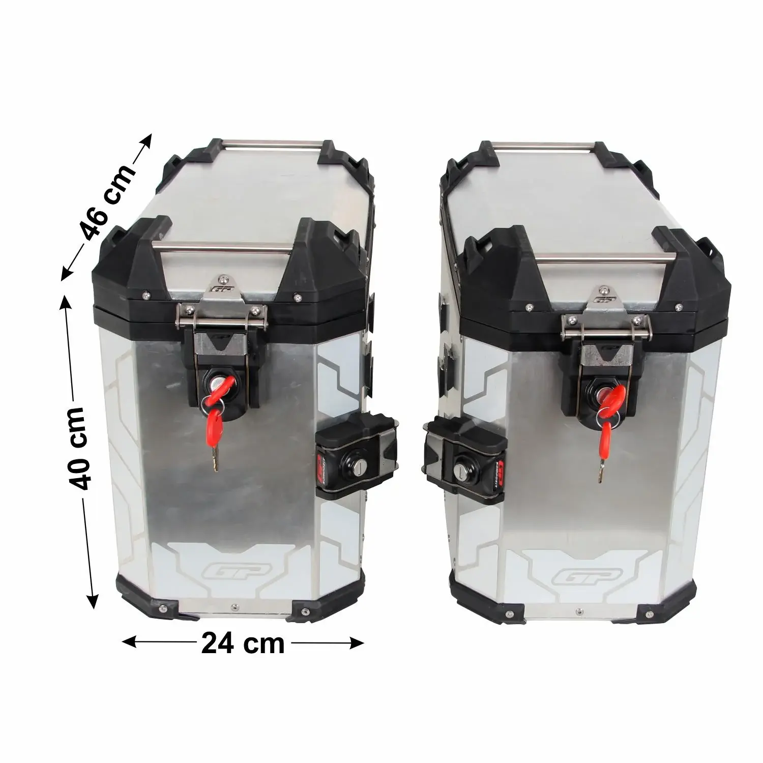 Motosiklet Universal 40 lt x 2 Alüminyum Motosiklet Yan Çanta Seti Gri GP Kompozit