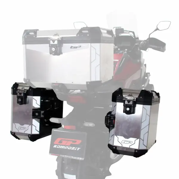 Motosiklet Universal 40 lt x 2 Alüminyum Motosiklet Yan Çanta Seti Gri GP Kompozit