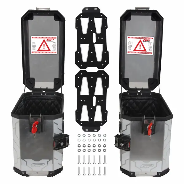 Motosiklet Universal 40 lt x 2 Alüminyum Motosiklet Yan Çanta Seti Gri GP Kompozit