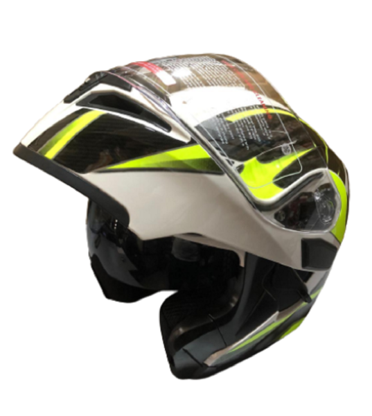 Motosiklet Kask Çene Açılır Vizörlü Beyaz-Neon Beden: L JK-21