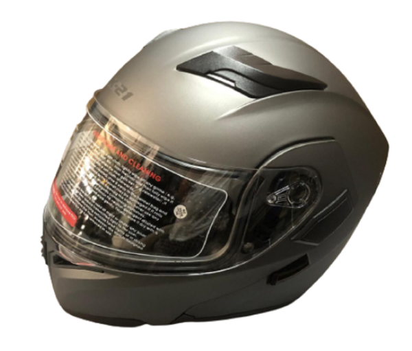 Motosiklet Kask Çene Açılır Vizörlü Mat Gri Beden: L JK-21