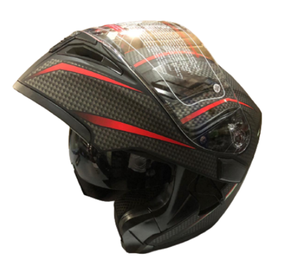 Motosiklet Kask Çene Açılır Vizörlü Mat Siyah-Kırmızı Beden:L JK-21