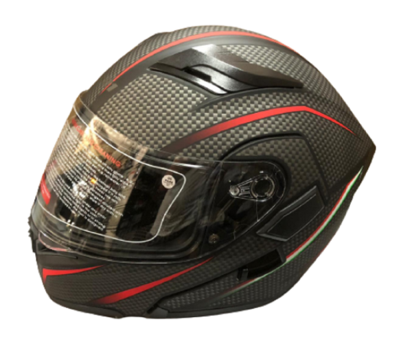 Motosiklet Kask Çene Açılır Vizörlü Mat Siyah-Kırmızı Beden:M JK-21