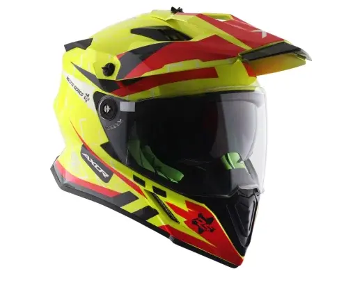 Axor 2025 X-Cross Kask Dual Visor Neon Yellow Red-NYR Beden: L