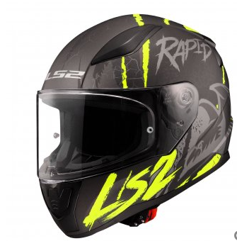 LS2 Rapid 2 Kask Raven Mat Siyah-Gri-Neon Sarı  Beden: M