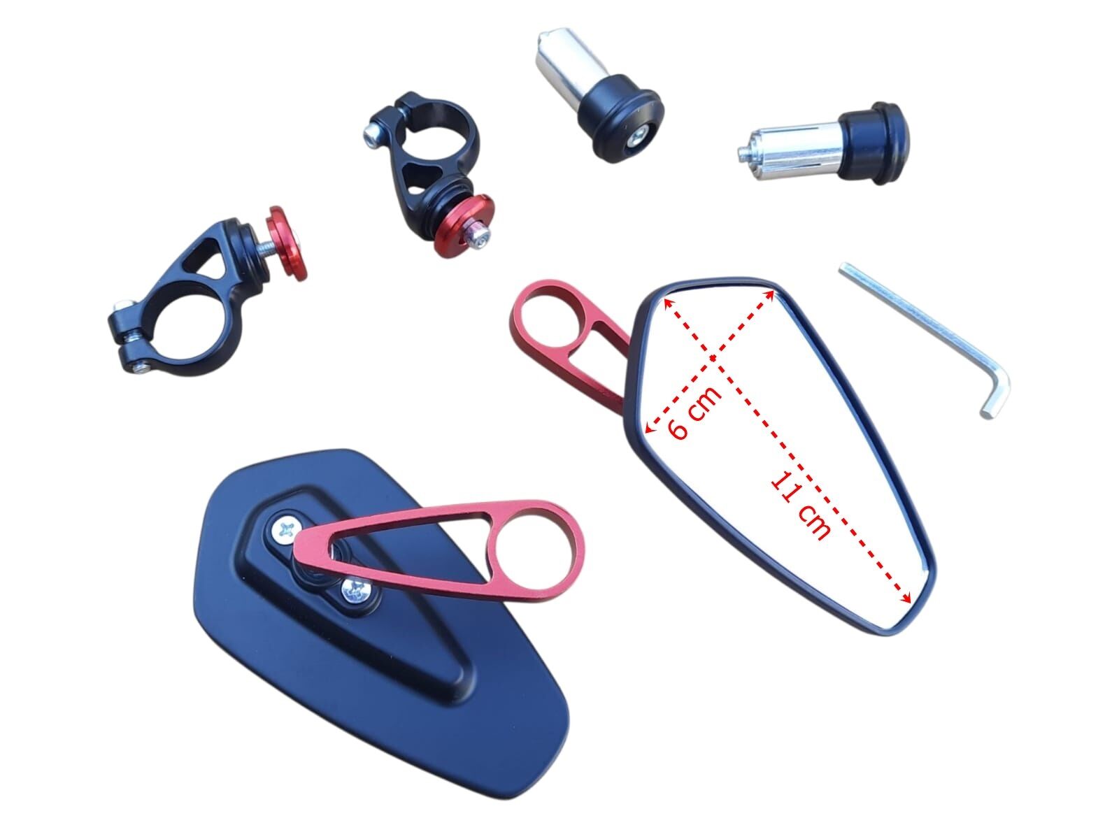 Motosiklet Gidon Aynası Beşgen Sağ-Sol Kırmızı Renixpart