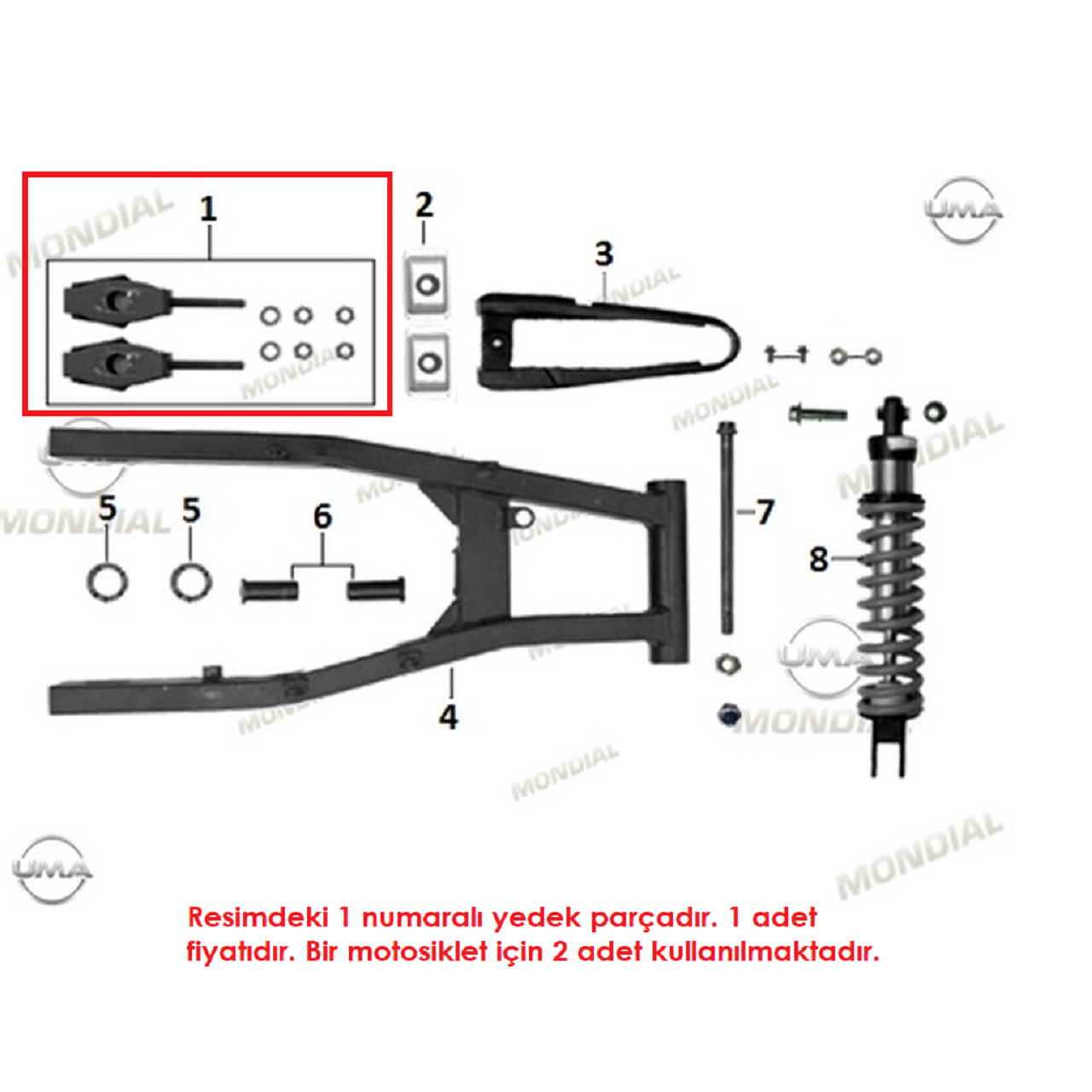Mondial RX1 Enduro Arka Zincir Gergi Çubuk Takımı Orjinal