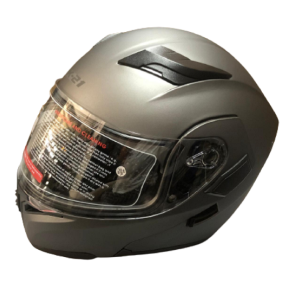 Motosiklet Kask Çene Açılır Vizörlü Mat Gri Beden: M JK-21