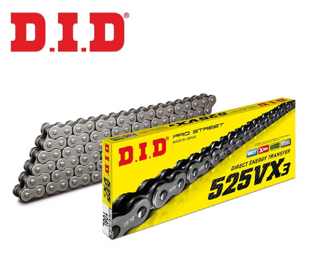 Motosiklet Zincir 525D VX3 120L X-Ring Çelik DID