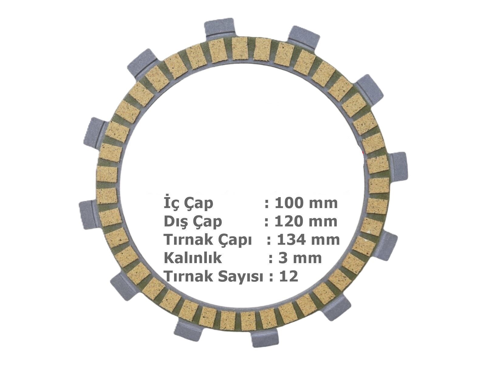 Cfmoto SR250 Debriyaj Balatası 6 Lı 12T 100-120-134mm PRC