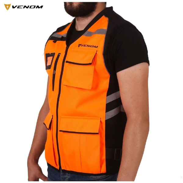 Motosiklet Reflektif Yelek Turuncu VN-911 Beden:XL VENOM