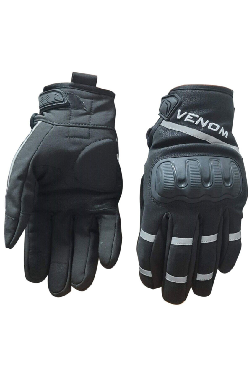 Motosiklet Eldiven 9010 Soft Shell Siyah Beden:XL VENOM