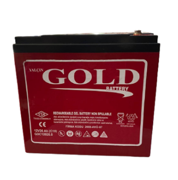 Akü 12V 26AH Jel Kırmızı 6.8 Kg Gold