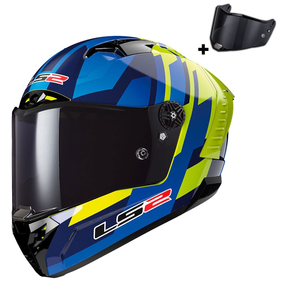 LS2 Thunder Karbon Kask Gas Mavi-Neon Sarı Beden: L