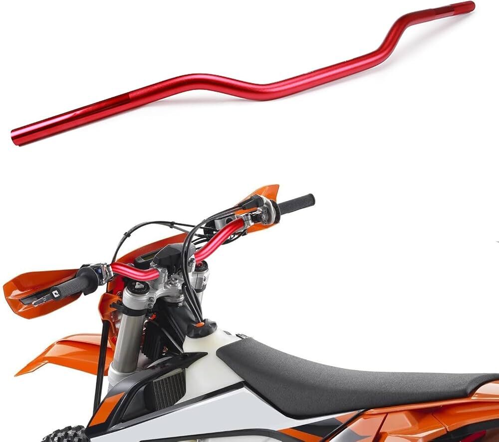 Motosiklet Gidon Üniversal Alüminyum CNC Kırmızı Rialli
