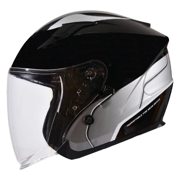 Motosiklet Kask RR-881 Vizörlü Yazlık Çenesiz Kask Siyah - Gri Beden:XL Monero