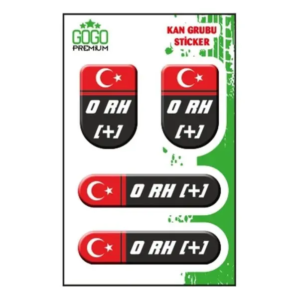 Kan Grubu 0RH+ Siyah Dörtlü Sticker GOGO