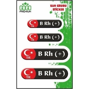Kan Grubu BRH- Siyah Dörtlü Sticker GOGO