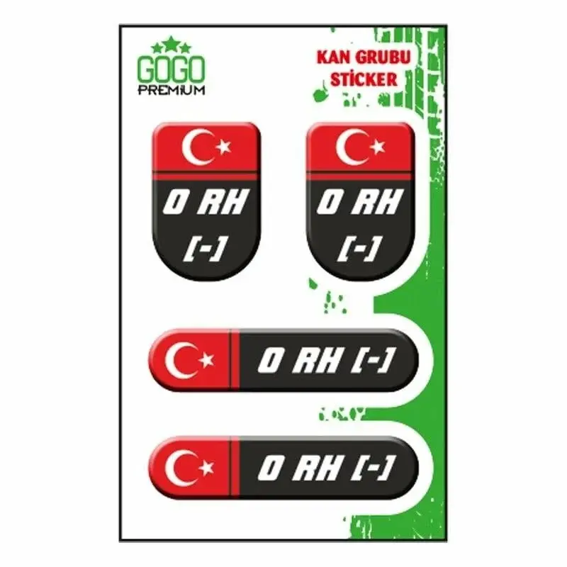 Kan Grubu 0RH- Siyah Dörtlü Sticker GOGO
