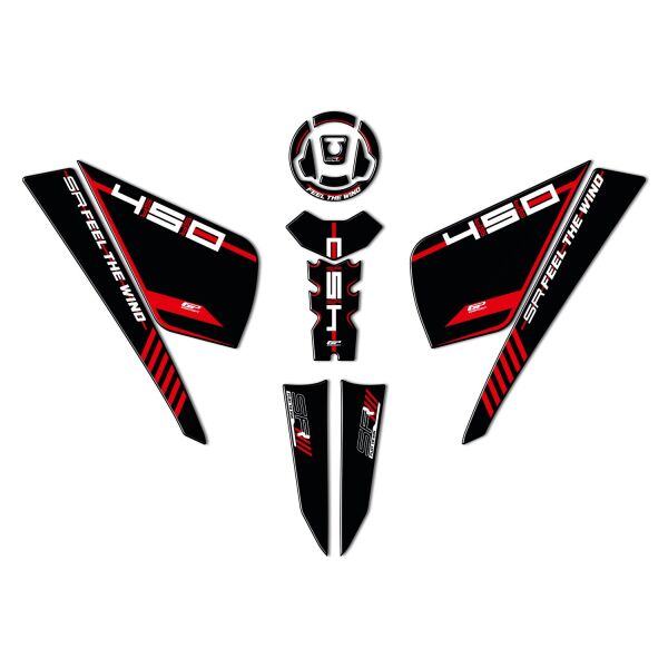 CF Moto 450 SR 2023-2024 Uyumlu Tank Pad Seti Kırmızı GP Kompozit
