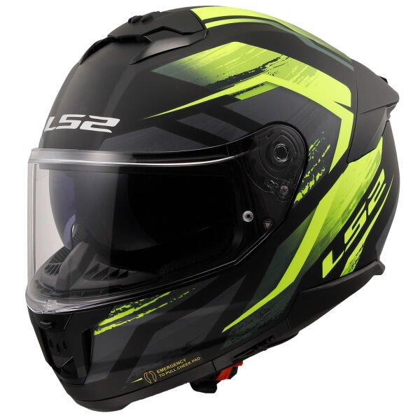 LS2 Stream 2 Kask Fury Mat Siyah-Gri-Neon Sarı Beden: M