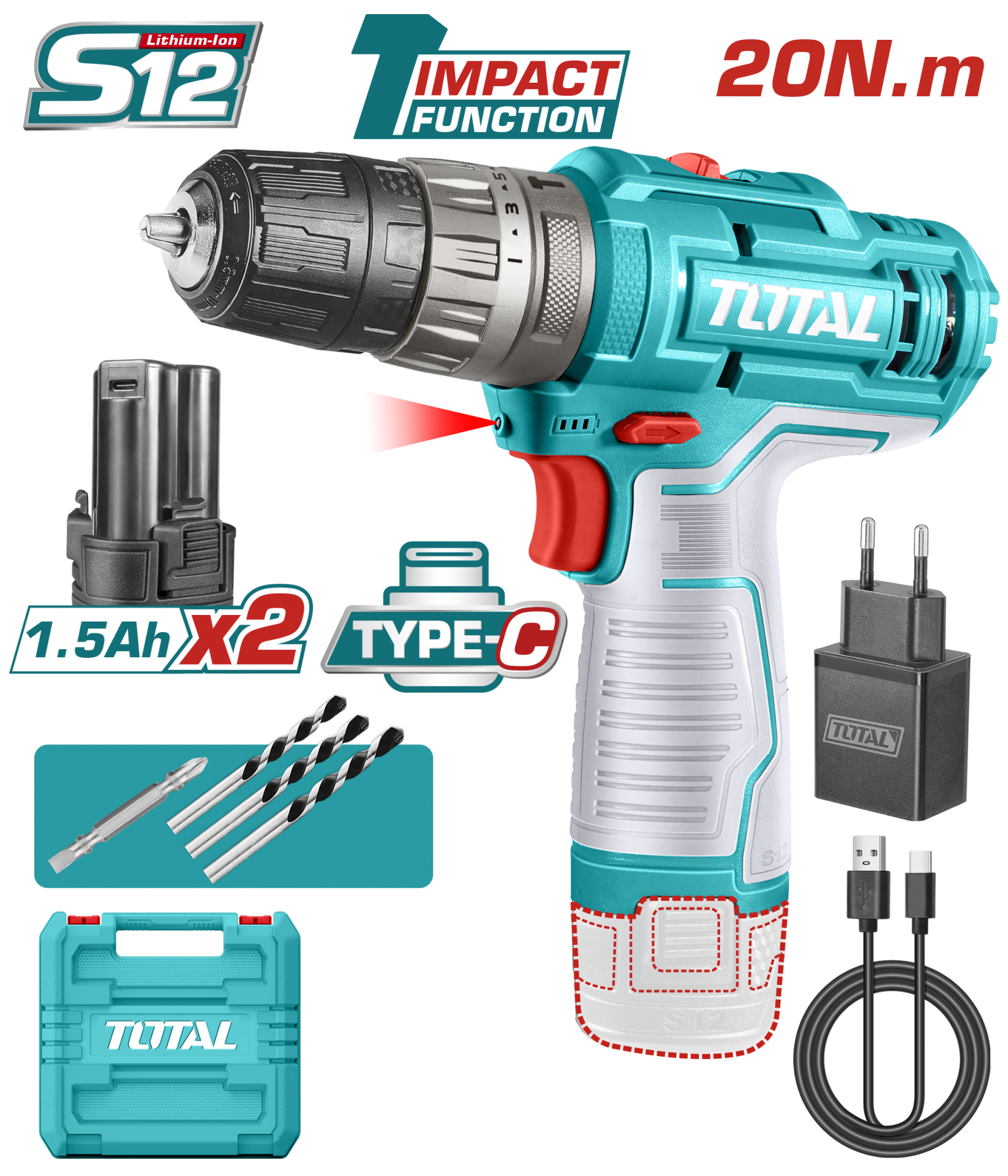 Total Darbeli Vidalama 12V Li-on Akülü