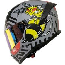 MTS 910 Kask Mat Gri Grafikli Beden: L