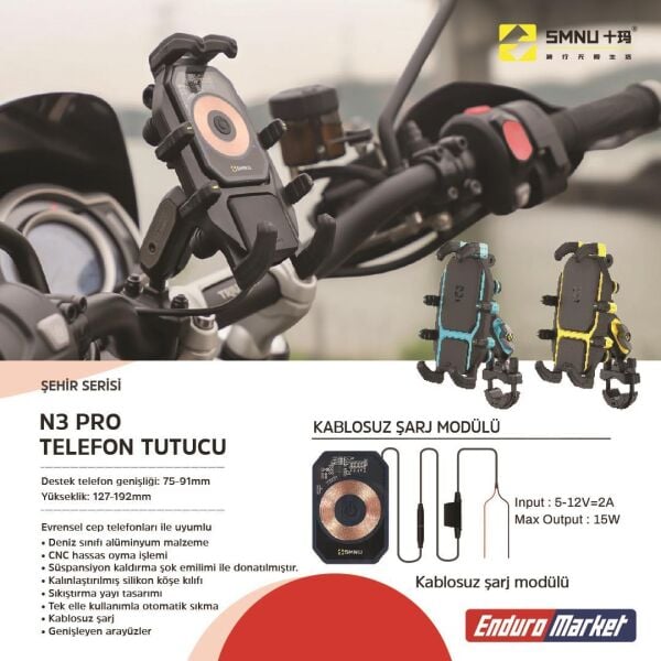 SMNU N3 Telefon Tutucu Siyah Titreşim Yastıklı