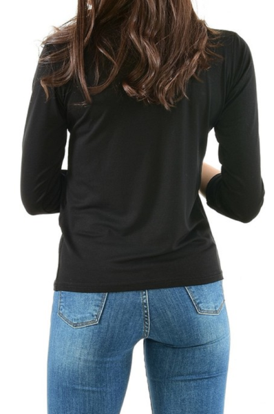 Bayan Badi Siyah Renk XXL Beden (50-52) Uzun Kollu Likralı