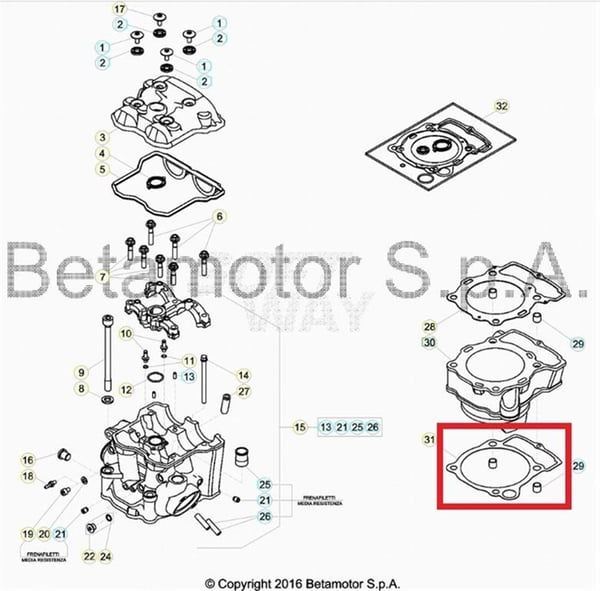 CYLINDER BASE GASKET 0,3MM BETA ORJ YP B1