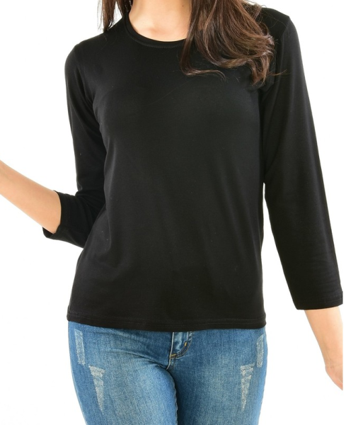 Bayan Badi Siyah Renk L Beden (42-44) Uzun Kollu Likralı