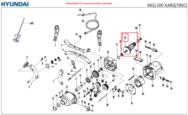 Hyundai MG1300 Rotor (Karıştırıcı) Orjinal