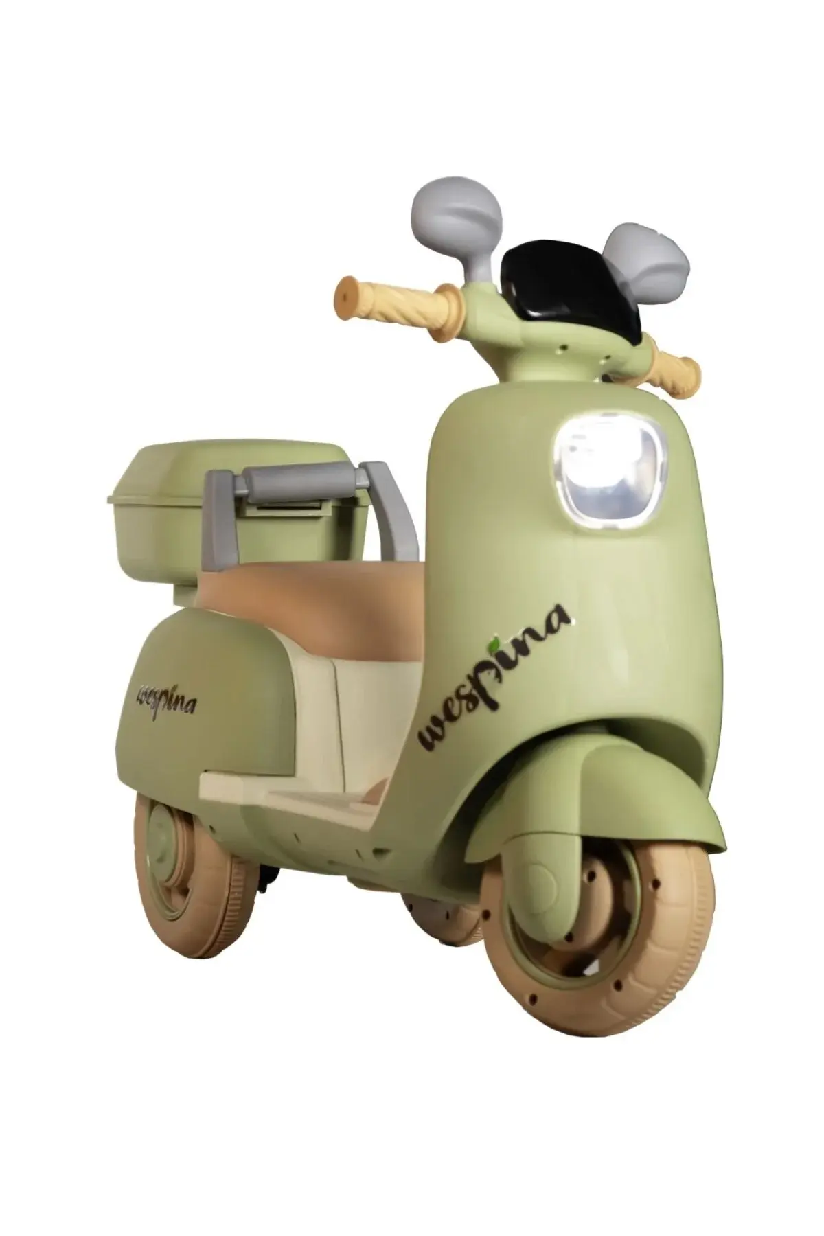 Vespina Akülü 3 Teker Çocuk Motoru Yeşil (Müzik Çalar+Kumanda)