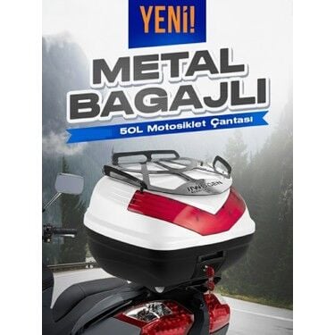 Wogen 50L Arka Çanta Premium Sırtlıklı Metal Üst Bagajlı Beyaz