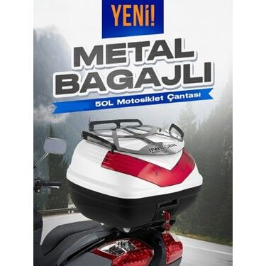 Wogen 50L Arka Çanta Premium Sırtlıklı Metal Üst Bagajlı Beyaz