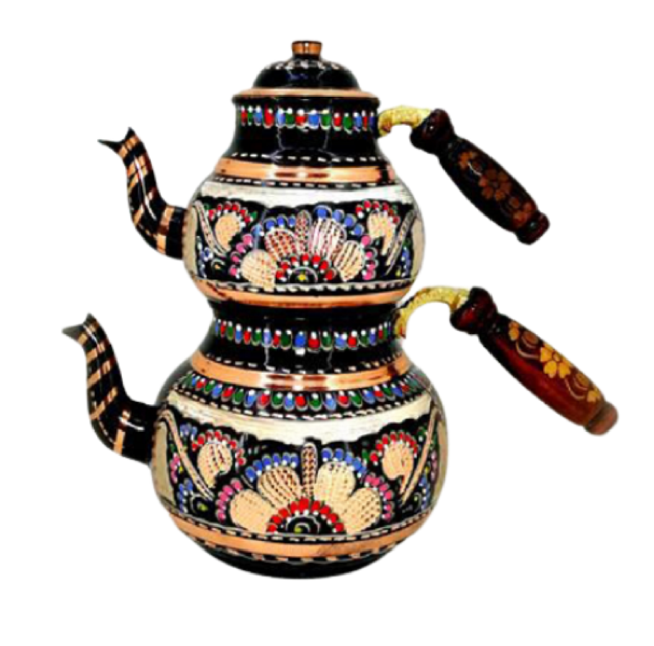 Bakır Çaydanlık Takımı Büyük İşlemeli No:1