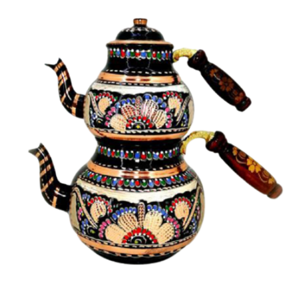 Bakır Çaydanlık Takımı Büyük İşlemeli No:1