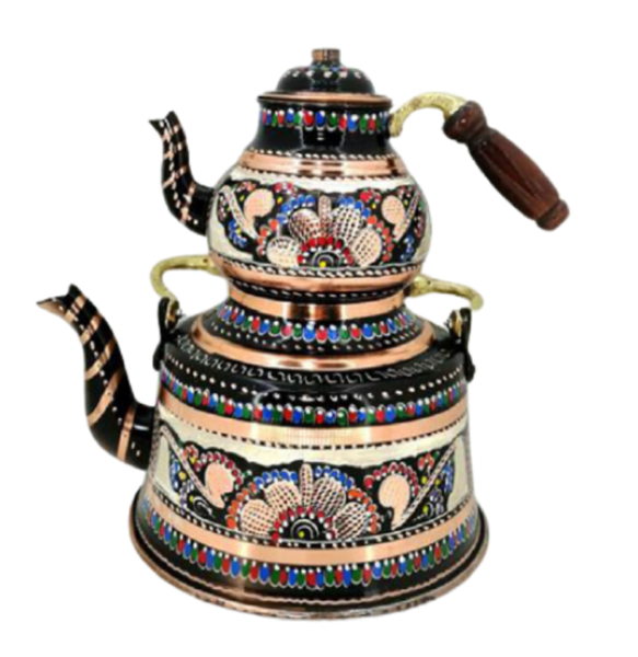 Bakır Çaydanlık Takımı Üstten Kulplu Erzincan