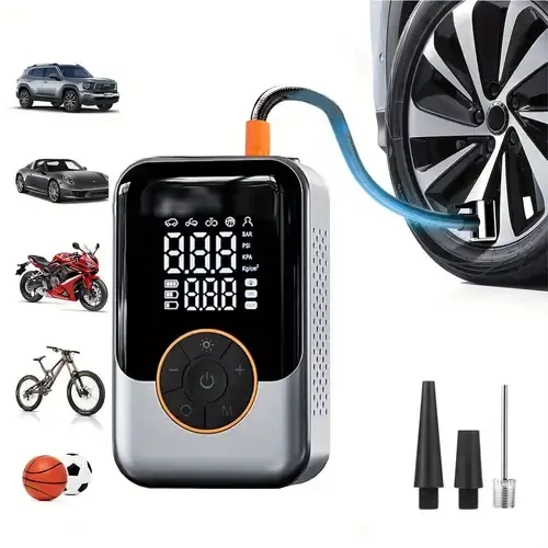 Kompresör Mini Şarjlı Siyah (Powerbank + Fener)