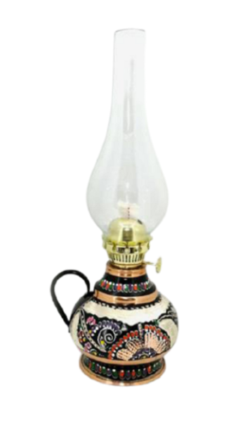 Bakır Gaz Lambası Büyük Boy İşlemeli