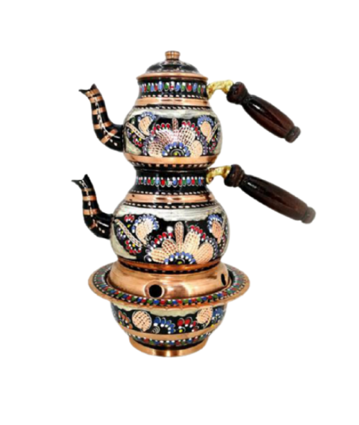 Bakır Çaydanlık Seti Balkon Sefalı