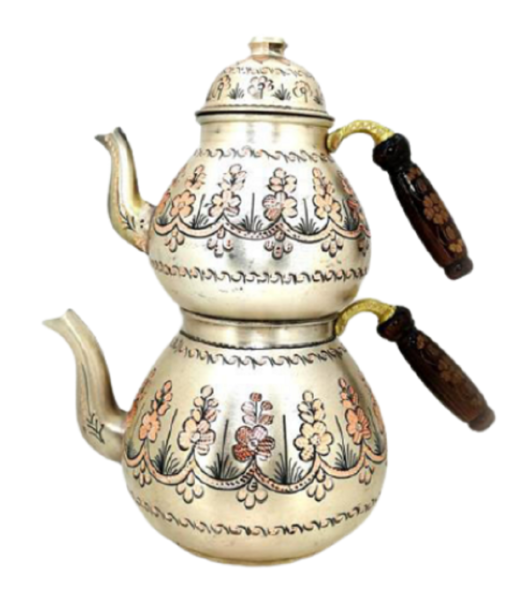 Bakır Çaydanlık Takımı Jumbo İşlemeli