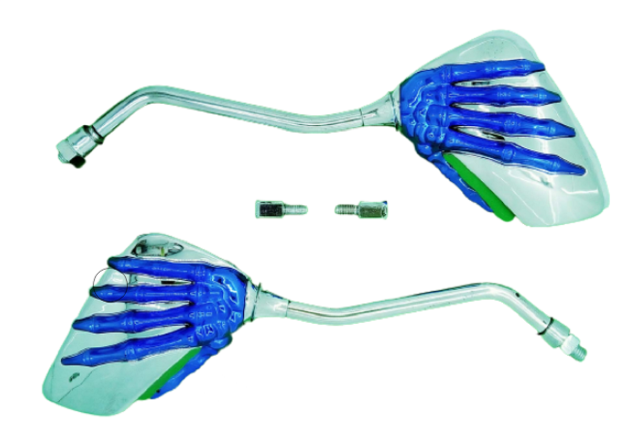 Motosiklet Ayna Takımı Krom İskelet Desen Mavi 10mm Brt