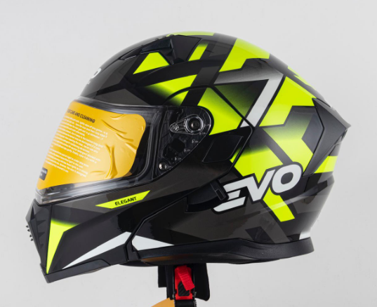 EVO Kask Çeneden Açılır Mat Black-Yellow Beden: XL