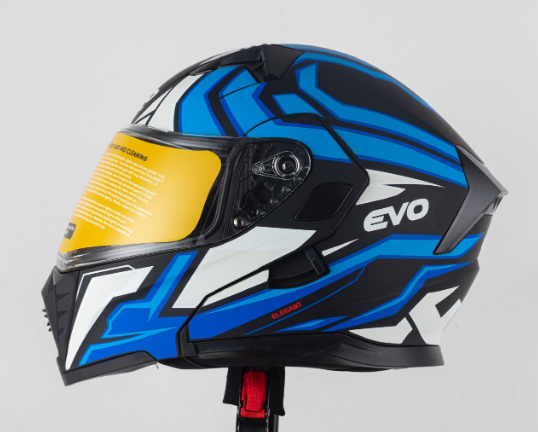 EVO Kask Çeneden Açılır Mat Siyah-Mavi-Beyaz Beden: XL